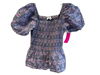 J Crew Liberty Size M Multi Cotton Square Neck Floral Short Puff Sleeve Top Multi / M