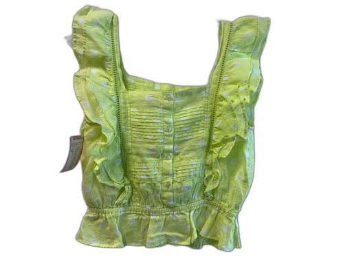 Scotch & Soda Size XS Green Cotton Square Neck Ruffle Cap Sleeve Back button Top Green / XS