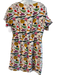 THML Size M Beige & Multi Rayon Blend V Neck Abstract Fold Over Dress Beige & Multi / M