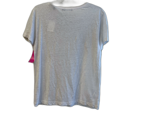 Vince Size M White Linen Crew Neck Short Sleeve Heathered Top White / M