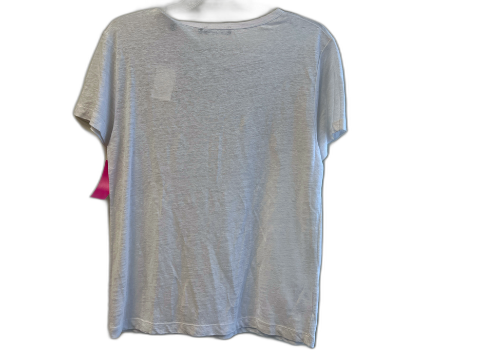 Vince Size M White Linen Crew Neck Short Sleeve Heathered Top White / M
