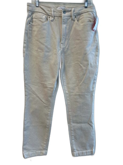 Good American Size 10/30 Khaki Cotton Blend High Rise 5 Pocket Zip Fly Jeans Khaki / 10/30