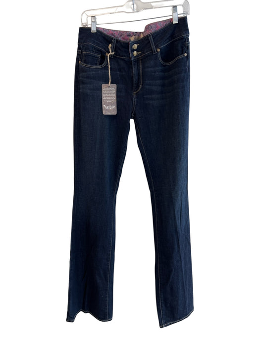 Paige Size 30 Blue & Purple Cotton Blend Straight Leg Floral Detail Zip Up Jeans Blue & Purple / 30