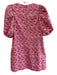 THML Size S Pink & Red Polyester Blend Floral Short Puff Sleeve Back Zip Dress Pink & Red / S