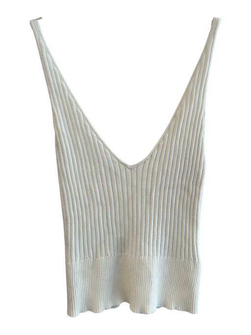 Line & Dot Size XS Creme Rayon Blend Ribbed Sleeveless V Neck Top Creme / XS