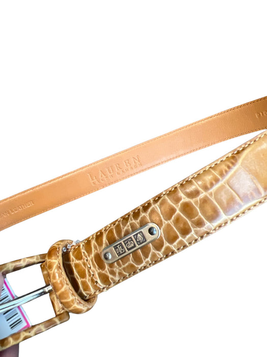 Lauren Ralph Lauren Brown Leather Animal Skin Adjustable silver hardware Belts Brown / M