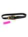 Kim White Black Leather Gold hardware Adjustable Big Buckle Belts Black / M