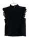 Rebecca Taylor Size 6 Black Triacetate Lined Ruffle Sleeveless Back Zip Top Black / 6