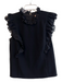 Rebecca Taylor Size 6 Black Triacetate Lined Ruffle Sleeveless Back Zip Top Black / 6