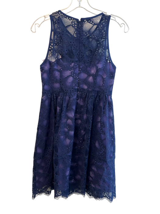 Nanette Lepore Size 4 Indigo Cotton & Acetate Round Neck Sleeveless Dress Indigo / 4