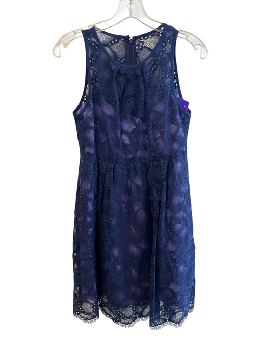 Nanette Lepore Size 4 Indigo Cotton & Acetate Round Neck Sleeveless Dress Indigo / 4
