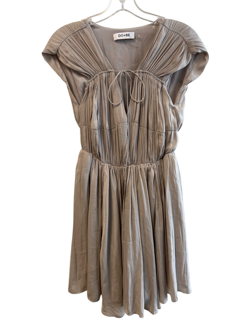 Do & Be Size Small Light taupe Polyester V Neck Gathered Lined Pockets Dress Light taupe / Small