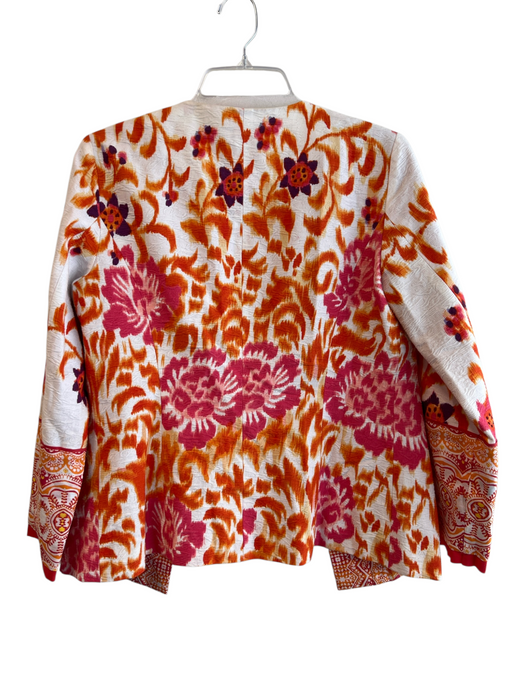 Indikka Size S White multi Cotton Abstract Long Sleeve Clasp Close Jacket White multi / S
