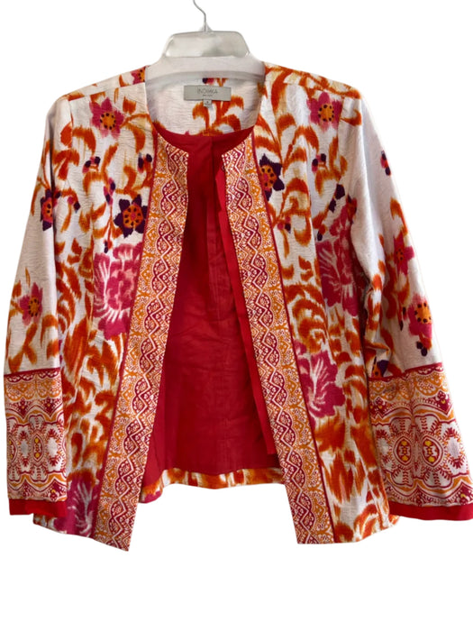 Indikka Size S White multi Cotton Abstract Long Sleeve Clasp Close Jacket White multi / S