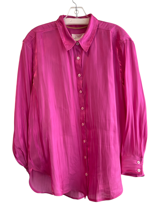 Anthropologie Size S Pink No Fabric Tag Long Sleeve Button Sleeve Collar Top Pink / S