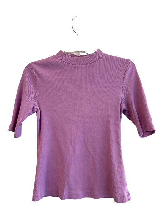Maeve Size XS Purple Cotton Blend Mock Neck Ribbed Short Sleeve Top Purple / XS