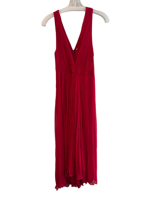 Soft Surroundings Size 6 Red Viscose V Neck Back Zip Sleeveless Maxi Dress Red / 6