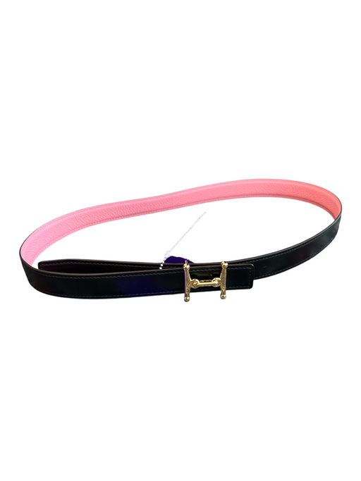Hermes Black & Pink Leather goldtone hardware Smooth, black Pebbled, Pink Belts Black & Pink / 39"