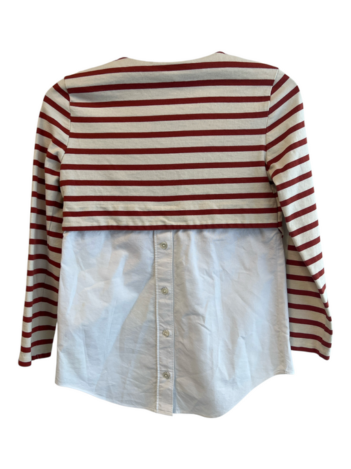Veronica Beard Size XS Red & White Cotton Shoulder Buttons Stripes Top Red & White / XS