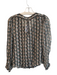 Diane Von Furstenberg Size 2 Black, Green & Brown Silk Long Sleeve Top Black, Green & Brown / 2