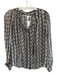 Diane Von Furstenberg Size 2 Black, Green & Brown Silk Long Sleeve Top Black, Green & Brown / 2