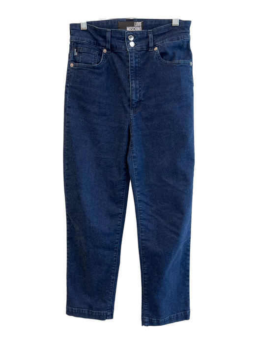 Love Moschino Size 27 Dark denim Cotton Blend 5 Pocket Zip Fly High Waist Jeans Dark denim / 27