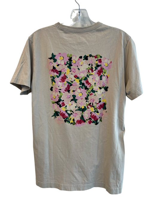 Boden Size Small Tan Cotton Short Sleeve Crew Neck Flower Detail T Shirt Top Tan / Small