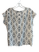 Theory Size Small White & Black Silk All Over Print Back Zip Drop Shoulder Top White & Black / Small