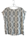 Theory Size Small White & Black Silk All Over Print Back Zip Drop Shoulder Top White & Black / Small