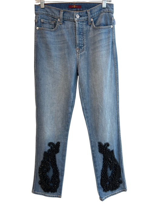 7 For All Mankind Size 26 Light Wash Cotton Blend High Rise Button Fly Jeans Light Wash / 26