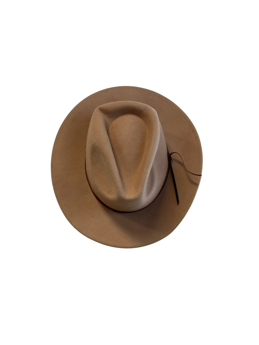 By Anthropologie Tan 100% Wool Felt Leather Strap Adjustable Fedora Hat Tan