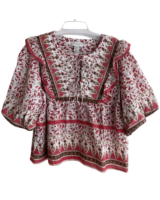 Calypso St. Barth Size XL Red 100% Cotton Paisley Floral Tie Detail Top Red / XL