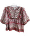 Calypso St. Barth Size XL Red 100% Cotton Paisley Floral Tie Detail Top Red / XL