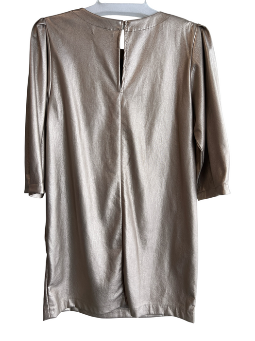 Velvet Size M Gold Polyurethane Faux Leather Metallic Short Sleeve Mini Dress Gold / M