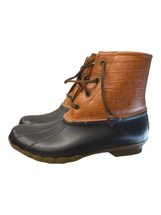 Sperry Shoe Size 7.5 Black Leather Upper Rubber Sole Leather Laces Duck Boots Black / 7.5