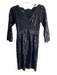 Tadashi Shoji Size 2P Black Cotton Blend Sequin Ribbon Waist 3/4 Sleeve Dress Black / 2P