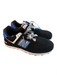 New Balance Shoe Size 8 Black Suede leather Rubber Sole Metallic Laces 574 Shoes Black / 8