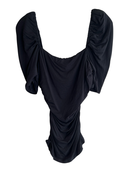 Frame Size S Black Modal Stretch Square Neck Cinch  Details Short Sleeve Top Black / S