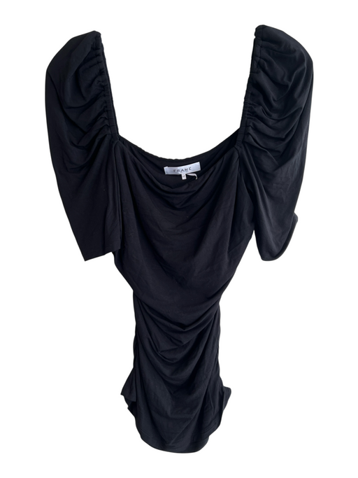 Frame Size S Black Modal Stretch Square Neck Cinch  Details Short Sleeve Top Black / S