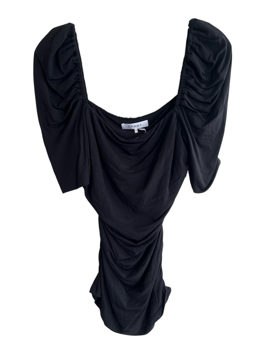 Frame Size S Black Modal Stretch Square Neck Cinch  Details Short Sleeve Top Black / S