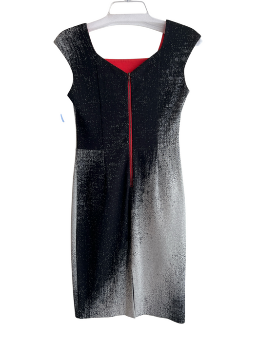 Yoana Baraschi Size 4 Black Cotton Blend Tweed Speckled Square Neck Sheath Dress Black / 4