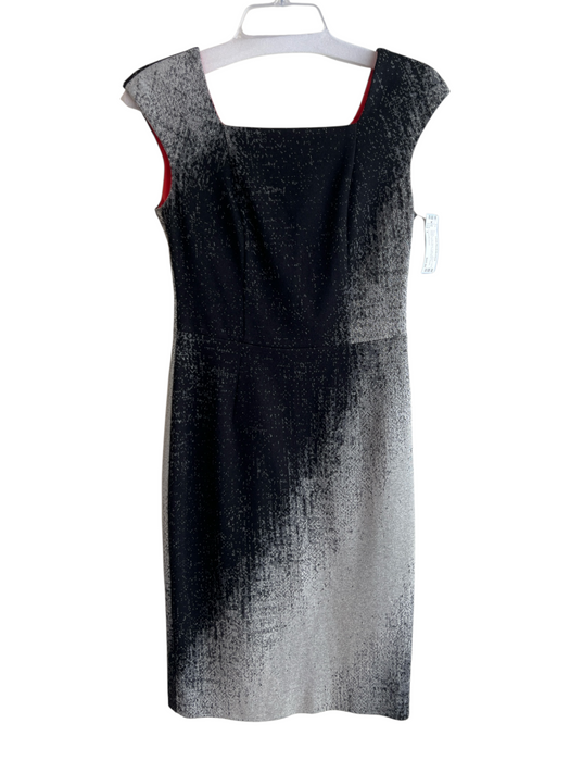 Yoana Baraschi Size 4 Black Cotton Blend Tweed Speckled Square Neck Sheath Dress Black / 4