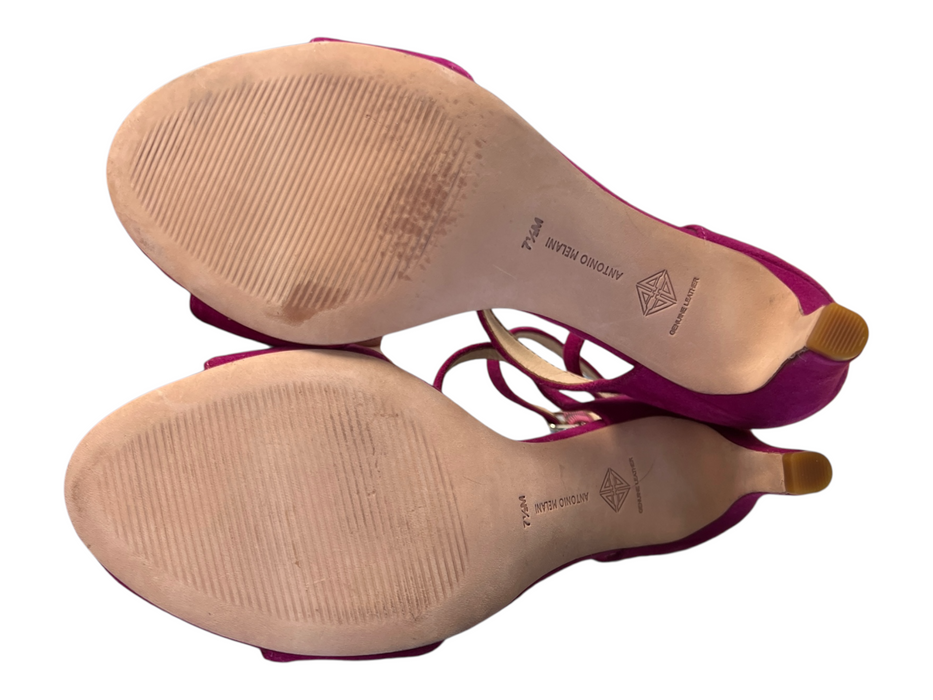 Antonio Melani Shoe Size 7.5 Pink Genuine Leather Suede Strappy Back Zip Shoes Pink / 7.5
