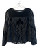 Eva Franco Size S Black Polarized Long Sleeve Velvet Accents Semi Sheer Top Black / S