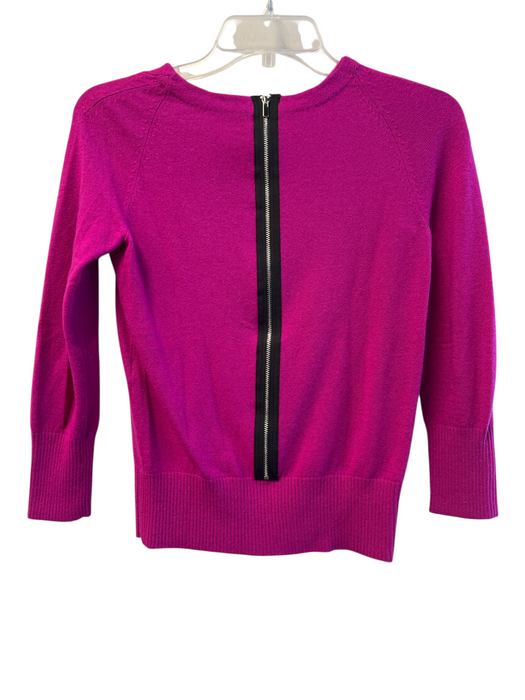 Diane Von Furstenberg Size P Pink Wool Blend Knit Back Zip Round Neck Sweater Pink / P
