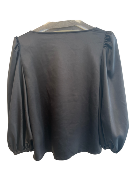 Sedge Size S Black Polyester Long Sleeve Balloon Sleeve Satin Scoop neck Top Black / S