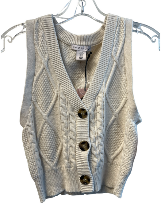 Sincerely Jules Size XS Beige Viscose Blend Sleeveless Knit Button Closure Top Beige / XS