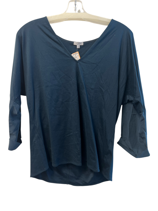 Jigsaw Size M Blue Cotton & Silk Long Sleeve V Neck Top Blue / M