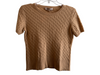 Saks Fifth Ave Size L Brown Cashmere Knit Short Sleeve Woven Detail Sweater Brown / L