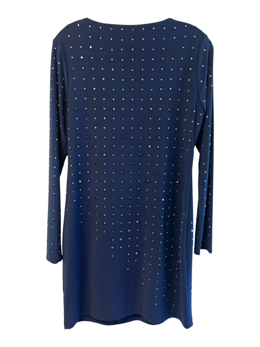 Cynthia Steffe Size M Blue Polyester Blend Long Sleeve Beaded Design Dress Blue / M